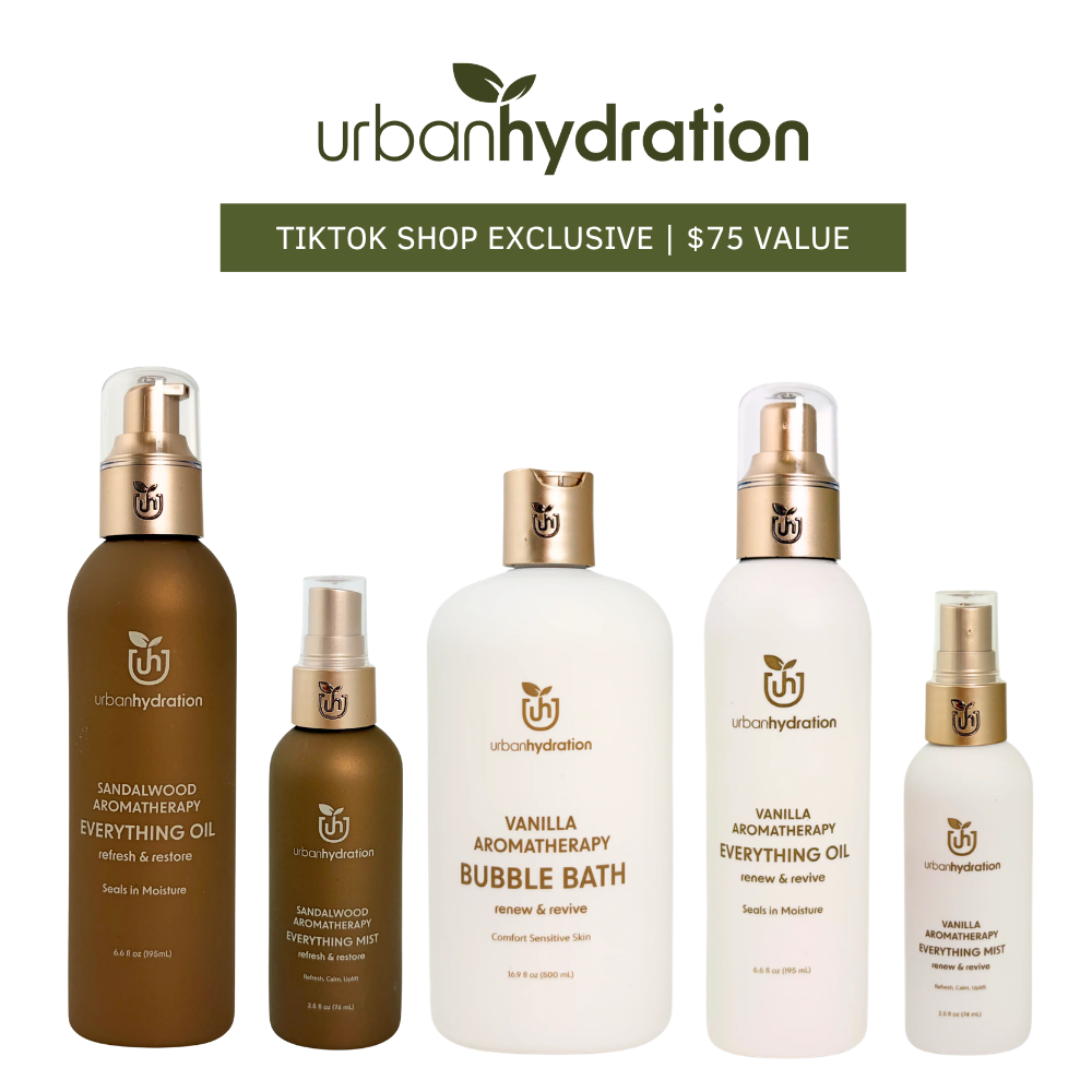 [Urban Hydration] Vanilla + Sandalwood Bath & Body Collection | 5-Piece Self-Care Set | Bubble Bath + Body Oils + Body Mists | Moisturize + Refresh