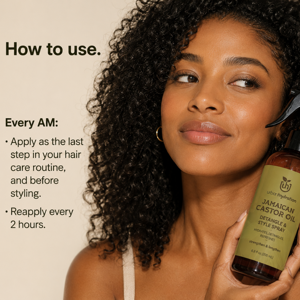 [Urban Hydration] Jamaican Castor Oil Strength + Restore Collection | 6-Piece Hair Care Set | Shampoo + Deep Conditioner + Detangler + Curl Cream | Dry + Textured Hair