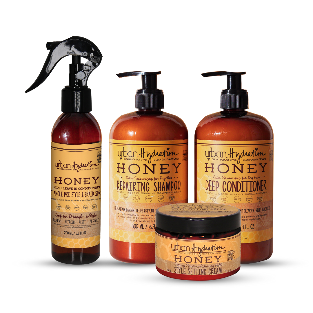 Honey Hair Repair Set – Deep Conditioner, Shampoo,  Detangler & Daily Moisturizer for Damaged Hair