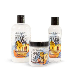 Brighten & Glow Peach & Papaya Bath Essentials 3pc Set Urban Hydration