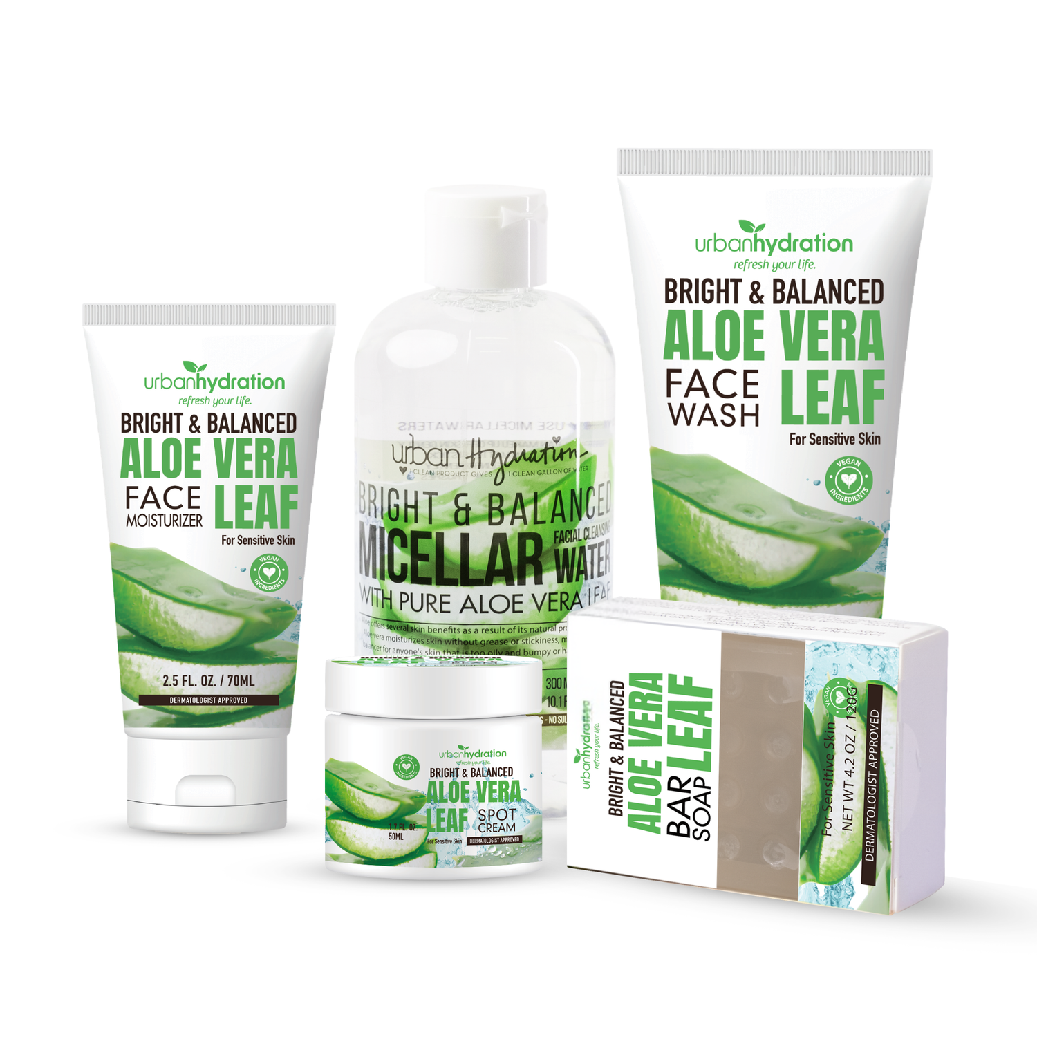 Set de 2 limpiadores e hidratantes Bright &amp; Balanced Aloe Vera | Urban Hydration