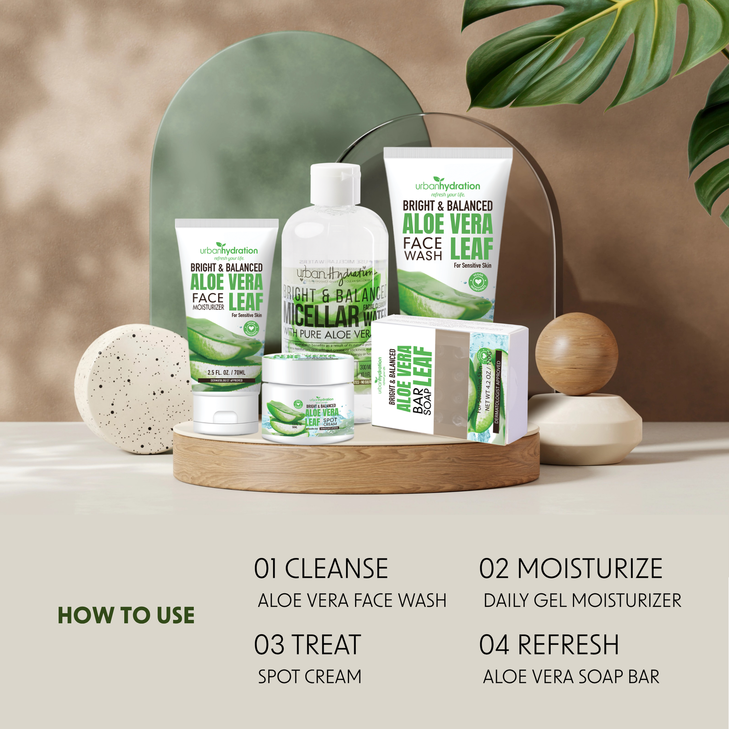 Set de 2 limpiadores e hidratantes Bright &amp; Balanced Aloe Vera | Urban Hydration