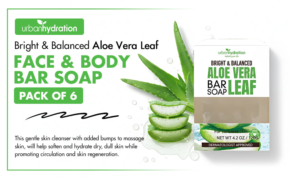 Aloe Vera Leaf Face & Body Bar Soap - 6 Pack