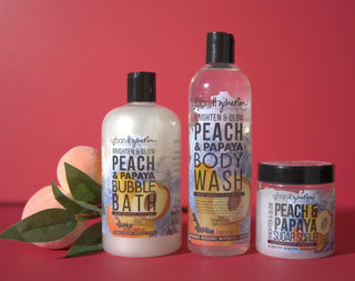 Brighten & Glow Peach & Papaya Bath Essentials 3pc Set Urban Hydration